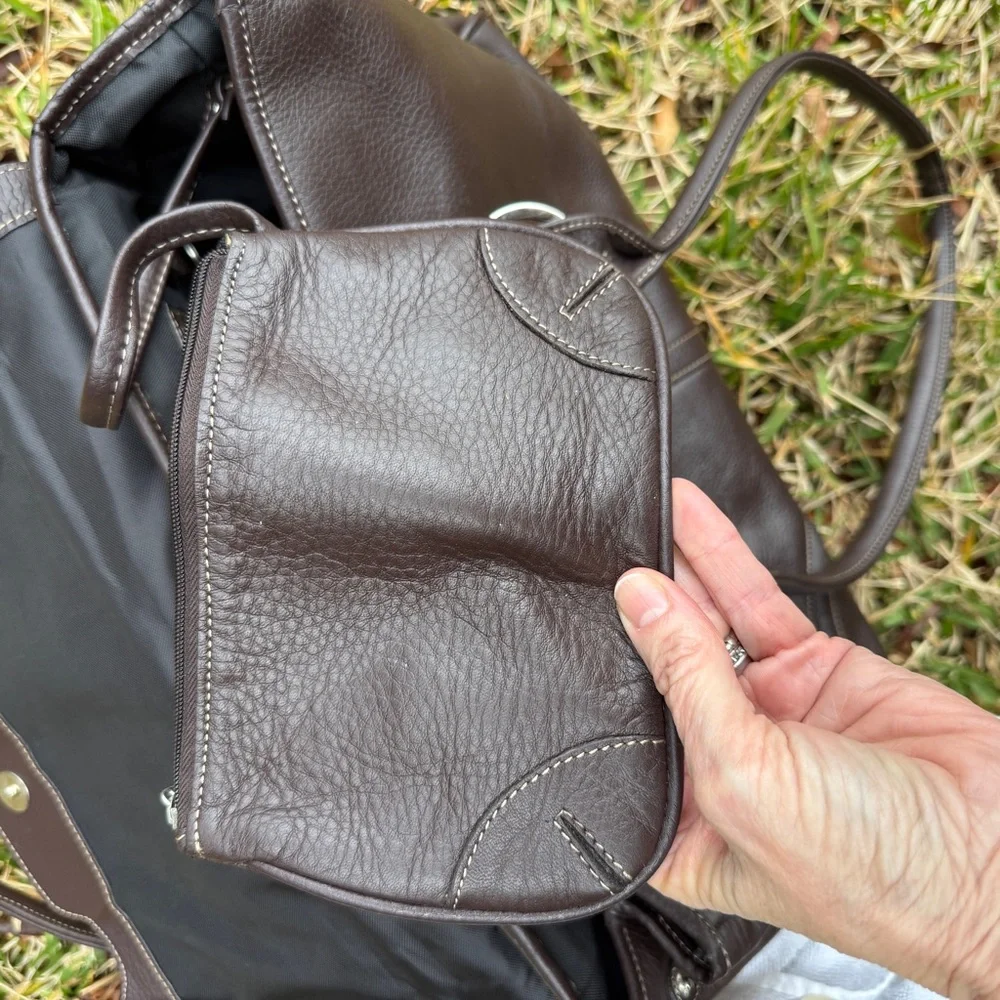 Chocolate Brown Leather Satchel Shoulder Bag by Franklin Covey with Coach Vibes